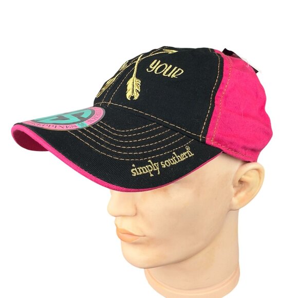 Simply Southern Follow Your Arrow Pink & Black Baseball Cap Hat Adjustable Strap - Picture 3 of 16